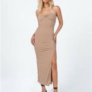 Princess Polly Elegant Tan Strapless Maxi Dress size 4